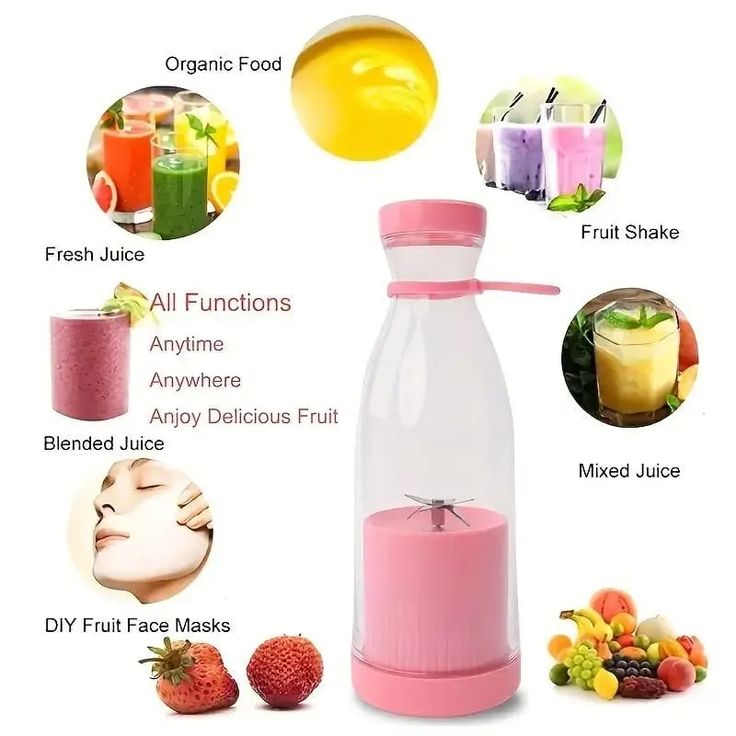 Aesthetic Portable Blender | 2-in-1 Juicer Bottle | Mini Electric Juicer